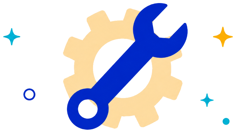 Wrench and gear maintenance illustration